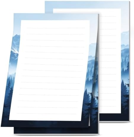2 Pack Lined Sticky Notes 4x6 in, Cute Self-Stick Notepads with Lines, Large Memo Pads Strong Adhesive for Office, Home Blue Cute Mountain