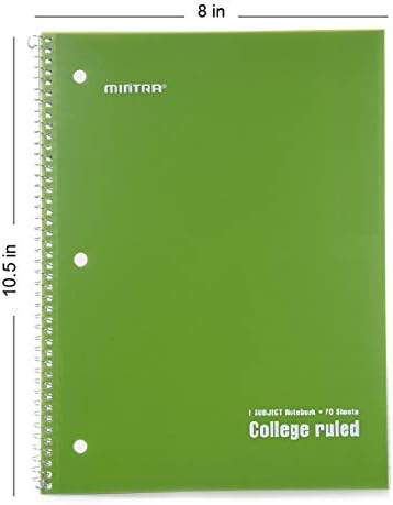 Mintra Office Spiral Notebooks, Wirebound, Journals for School, Work, Business, Aesthetic Stationery, Writing Pads, Teacher & Student Supplies (24, Solid Color, College)