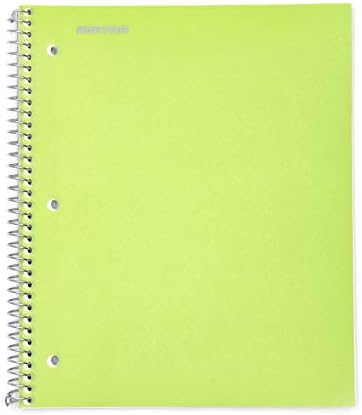Mintra Office Durable Spiral Notebooks, 1 Subject, (Green, Wide Ruled 3 Pack), 100 Sheets, Poly Pocket, Moisture Resistant Cover, Strong Chipboard back, For School, Office, Business