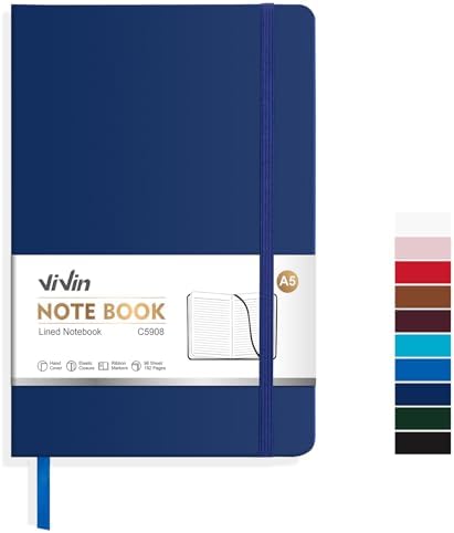 ViVin A5 Hardcover Lined Notebook,192 pg College Ruled 5.5x8.3
