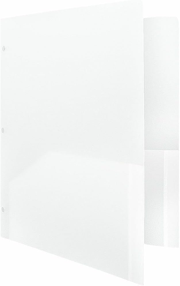JAM PAPER Heavy Duty Plastic 3 Hole Punch Pocket Folders - Extra Tough School Folders - Clear - 12/Pack