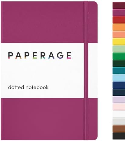 PAPERAGE Dotted Journal Notebook, (Raspberry), 160 Pages, Medium 5.6 in x 8 in - 100 GSM Thick Paper – Hardcover Journaling Notebook for Work, School & Bullet Journaling