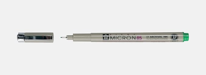 SAKURA PIGMA MICRON 05 FINELINER PEN, 0.45MM LINE WIDTH, PACK OF 2 (Fresh Green)