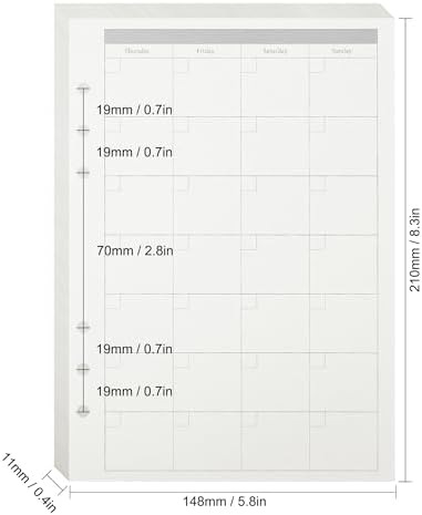 MultiBey 120GSM Weekly & Monthly A5 Planner Refills, 160 Sheets/320 Pages