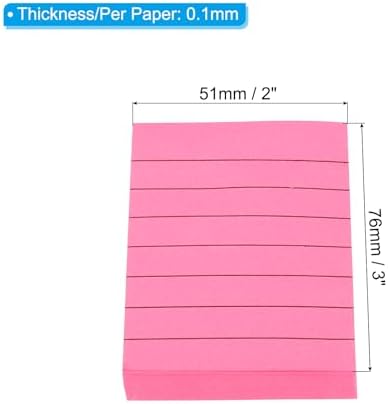 PATIKIL 2 x 3 Inch Lined Sticky Notes, 6 Pack Fluorescent Self-Stick Note Pads 100 Sheets/Pad Colorful Memo Post for Home Office Business, Rose