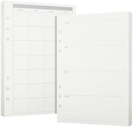 MultiBey 120GSM Weekly & Monthly A5 Planner Refills, 160 Sheets/320 Pages