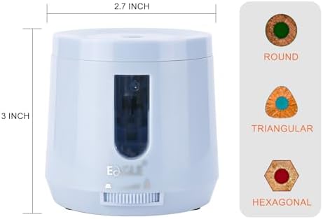 Eagle Pencil Sharpener-Battery/USB Operated, Electric Sharpener with High Capacity, Auto Stop Function, Adjustable Pencil Points-Perfect for Standard Pencils(Blue)