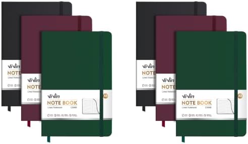 ViVin 6 Pack A5 Hardcover Lined Notebook,192 pg College Ruled 5.5x8.3