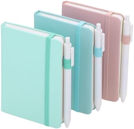 Thboxes 3 Pack Pocket Notebook Journals, A6 Hardcover Notepads, Pen Holder