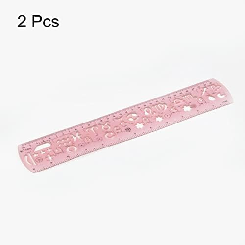 HARFINGTON 2pcs Unbreakable Flexible Rulers 30cm/12" Double Scale Shatterproof Folding Plastic Ruler for Classrooms Home Office, Light Pink