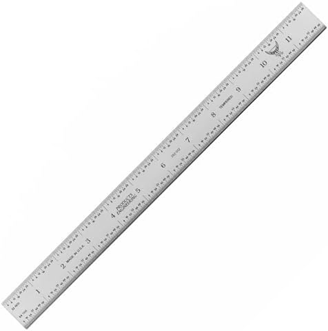 PEC Tools 12"/300mm Metal Ruler, Rigid, English & Metric, High Precision