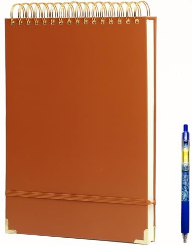 Top Spiral Notebook 8.5x11 Steno Notebook Top Spiral Notebook 240 Pages Top Bound Spiral Notebook College Ruled Left Handed Notebook Thick Superhard Cover Inner Pocket, Spiral Notebook for Work School Office Gift Brown