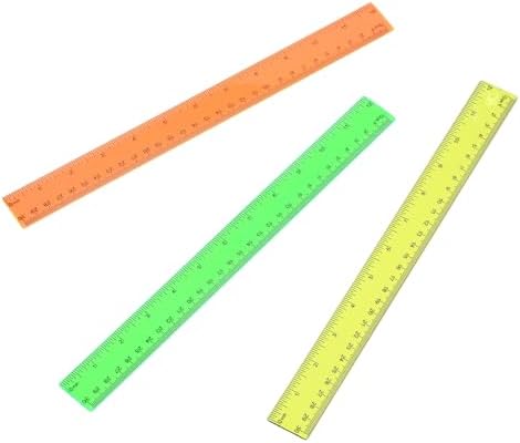 8pcs Color Transparent Ruler Plastic Rulers,Ruler 12 Inch with Inch and Metric Graduations,Suitable for Engineering Drawings and Offices Family.