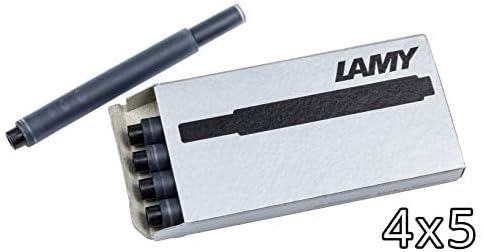 LAMY T10 Set of 4 Ink cartridges with Large Ink Capacity - Suitable for All Lamy Fountain Pen Models - Contents 1.25 ml per Cartridge - 5 Pieces per Pack - Ink Color Black