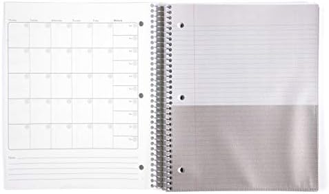 Mintra Office Durable Spiral Notebooks, 5 Subject (White, College Ruled 1pk)