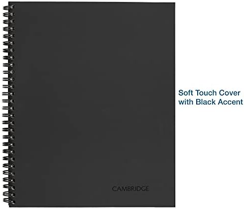 Cambridge Limited Business Notebook,Meeting Format,Legal Ruled Paper,8-1/4" x 11",80 Sheets,Flexible Soft Touch Cover,Wirebound,Gray (06132),(Pack of 6)