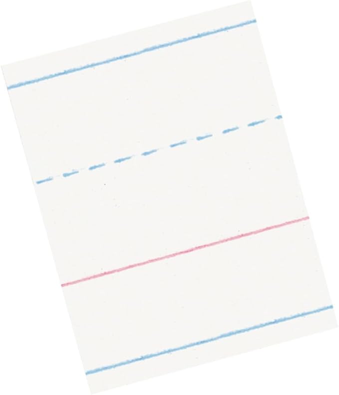Pacon Long Ruled Handwriting Paper, 8" x 10.5", Zaner-Bloser Grades Pre-K & K, 1-1/8" x 9/16" x 9/16" Ruled, 40 Sheets/Tablet, Case of 24 Tablets, 960 Sheets Total