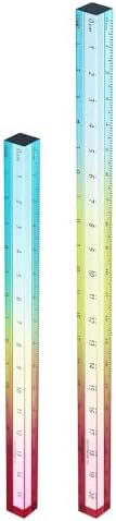 HARFINGTON 2pcs Acrylic Clear Straight Rulers 15/20cm Metric,Colorful | Transparent Gradient Three-Dimensional Plastic Ruler Square Cube Measuring Tool for Classroom