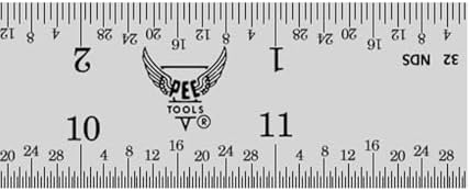 PEC Tools 12" Metal Ruler, Rigid, 4R Graduation, High Precision, Pack of 3