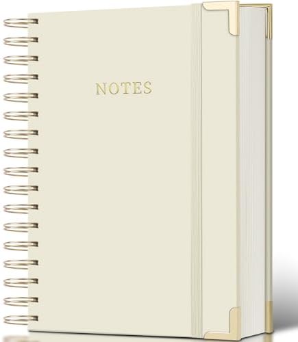 Spiral Notebook Journal, 328 Pages Linen Hardcover College Ruled Notebook, Lined Thick Journals for Women Men, A5 Thick Spiral Journal for Writing, 100GSM Paper, Cute Notebooks for Work School