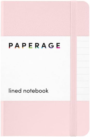 PAPERAGE Lined Pocket Journal Notebook, 1 Pack, (Blush), 160 Pages, Small, 3.6 inches x 5.6 inches - 100 gsm Thick Paper, Hardcover, Single