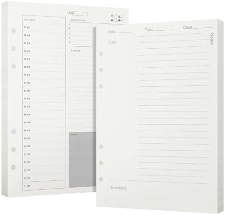 MultiBey Cornell Notes & Daily Planner A5 Refills Paper, 120 Gsm Thick