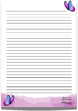 JW Letter Writing A4 Pad Stationery Paper Lined Gift Notepad Writing Sheets (Butterflies)