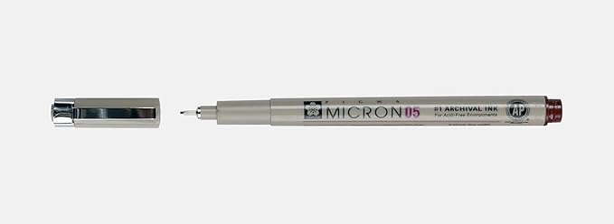SAKURA PIGMA MICRON 05 FINELINER PEN, 0.45MM LINE WIDTH, PACK OF 2 (Burgundy)