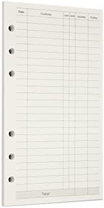 Zelten 1 Pack A6 45 Sheets/90 Pages Finance Loose Leaf Punched Paper Refills Paper for 6 Hole Binder Personal Organizer Diary Notebook Refillable Planner