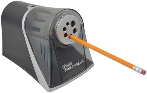Westcott iPoint Evolution Axis Heavy Duty Electric Pencil Sharpener for Classroom, Black and Silver