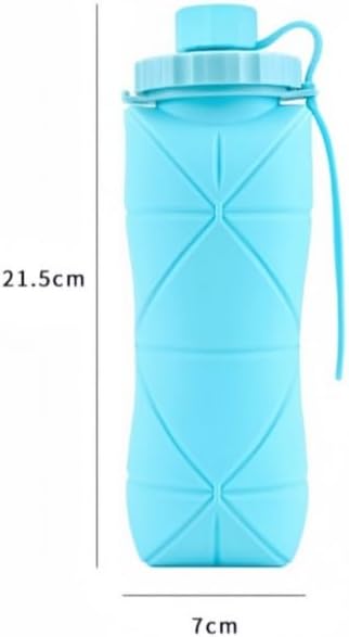Silicone Folding Travel Cup, 600ml/20oz, Portable Collapsible Drinking Mug with Lid, Reusable Outdoor Sports Water Bottle, High-Temperature Resistant, Blue