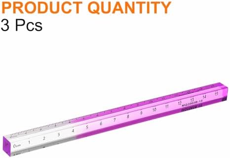 HARFINGTON 3pcs Acrylic Clear Straight Rulers 15cm Metric Transparent Gradient Three-Dimensional Plastic Ruler Square Cube Measuring Tool for Classroom Office, Purple