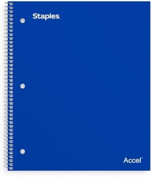 Staples Accel 1-Subject Notebook, 8.5x11 Inch, College Ruled, Blue
