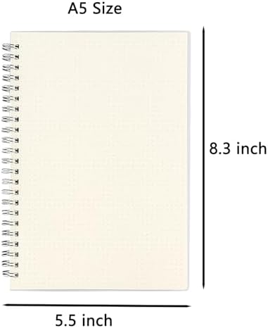 YIHUANYIFA 4pcs Steno Spiral Notebooks A5 5.5x8.3inch Dot 80 Sheet Steno Pads Thick Plastic Covers for Writing Notes in Lists, Office, Home (A5 4Pcs Clear Dot)