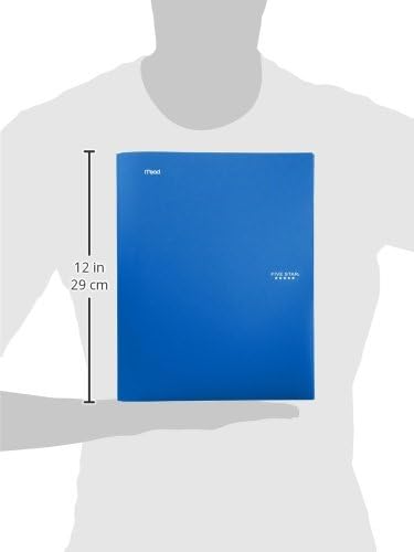 Five Star 2-Pocket Folder, Plastic Folder with Stay-Put Tabs and Prong Fasteners, Holds 8-1/2" x 11" Paper, Pacific Blue (72115) (Pack of 5)
