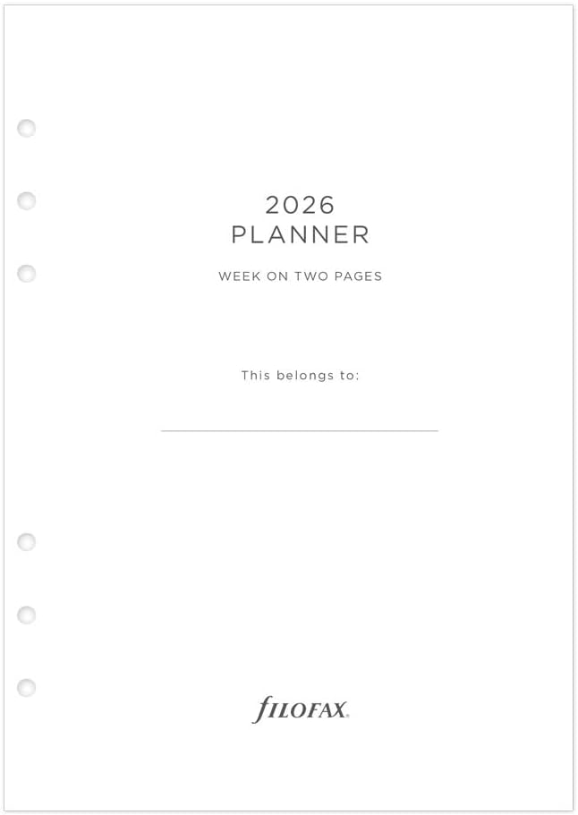 Filofax Calendar Diary Refill, A5 Size, Week-to-View with Appointments, Minimal Diary Pack, Vertical, White Paper, Multilingual: Five Languages, 2026 (C68593-26)