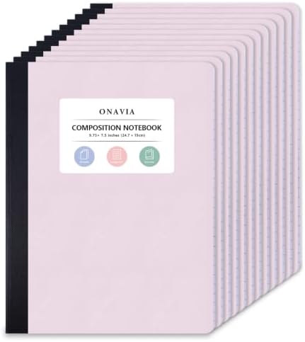 ONAVIA Pink Plastic Composition Notebook College Ruled Bulk, 160 Pages