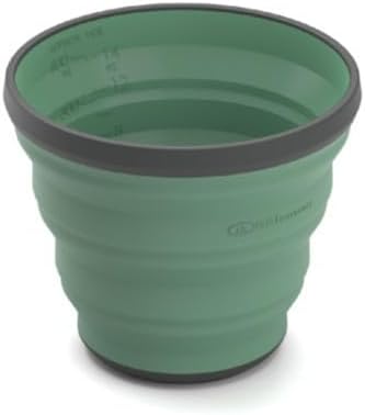GSI Outdoors 79225 Escape Collapsible Cup – 17 fl oz Silicone & Nylon Camping Cup, Packs Flat to 0.7 Inches for Backpacking, Hiking, Travel & Outdoor Coffee, Green