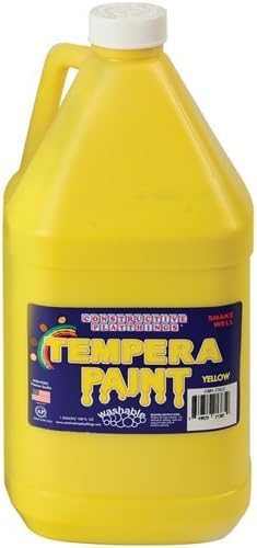Constructive Playthings Gallon Tempera Paint, Drip-Free, Ready to Pour Yellow Paint with Rich, Creamy Consistency, Thick Formula, Classroom Art Supplies, Washable, Allergen-Free, All Ages