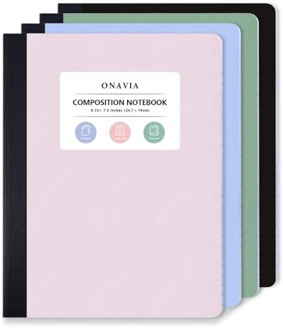 ONAVIA Plastic Composition Notebook College Ruled, 160 Pages, Assorted