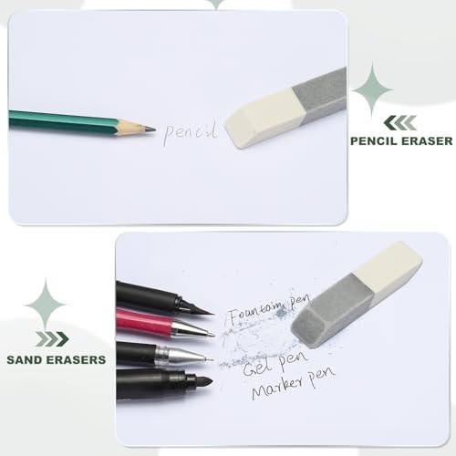 PATIKIL 10 Pcs Pencil Erasers, Sand Erasers 2 in 1 Frosted Block Easy to Clean Durable Bulk for Ink Ballpoint Fountain Pen Office Sketching Drawing Artists Teacher Carving, White Gray