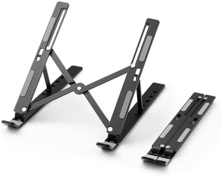 Foldable Laptop Stand, 7-Level Adjustable Aluminum Alloy Tablet Holder, Ultra-Thin Portable Notebook Riser for Desk, Office, Home, Travel (Black,Aluminum Alloy)