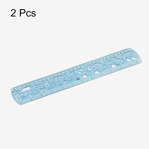 HARFINGTON 2pcs Unbreakable Flexible Rulers 30cm/12 Double Scale Shatterproof Folding Plastic Ruler for Classrooms Home Office, Light Blue