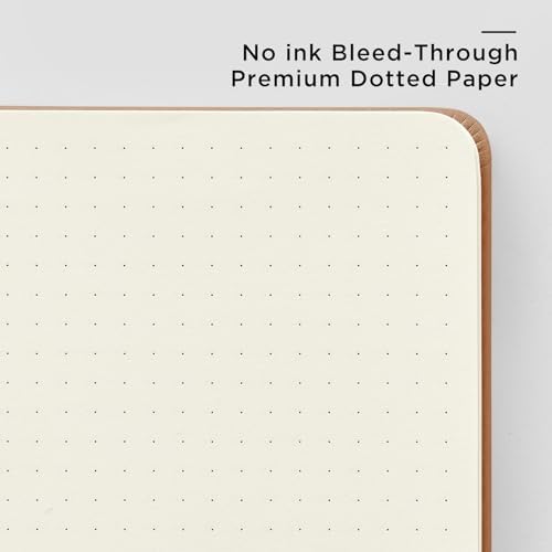 &And Per Se Dotted Journal Notebook – A5 Hardcover, 160 Pages 100gsm Paper, Dot Grid Notebook for Planning & Creative Journaling, 3 Sticker Sheets Included (Light Brown)