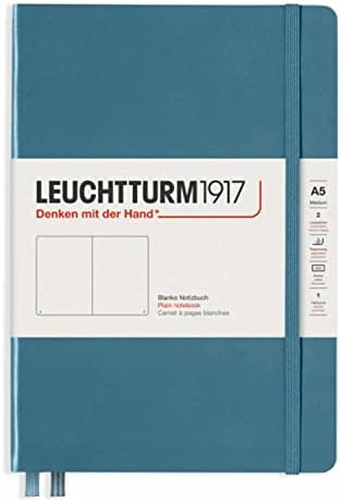 LEUCHTTURM1917 - Notebook Hardcover Medium A5-251 Numbered Pages for Writing and Journaling (Stone Blue, Plain)