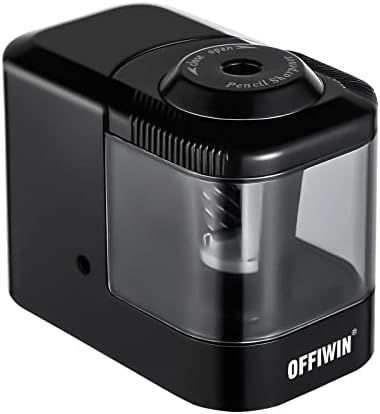 Electric Pencil Sharpener for 6-8mm No.2/Colored/Watercolor/Charcoal Pencils,Adapter/USB/Battery Operated in School/Classroom/Office/Home(Black)