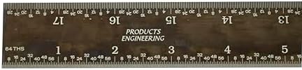 PEC Tools 18" Black Chrome Metal Ruler, Rigid, 4R Graduation, Easy to Read