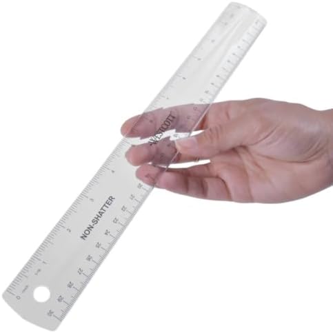 Westcott Shatterproof Flexible Ruler, Clear, 12", 12 Count