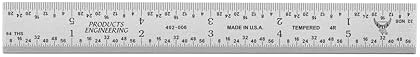 PEC Tools 6" Metal Ruler, Steel Measuring Tool, Made in USA