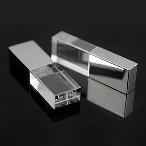 New Crystal Transparent Rectangle Genuine USB Flash Drive 3.0 LED Lighting Memory Stick Birthday Wedding Gift Pen Drive,Silver (32GB)…